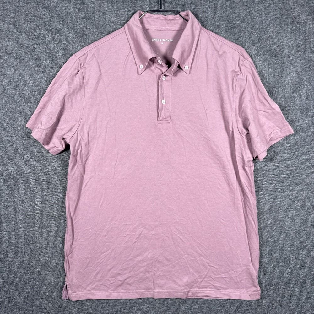 Spier & Mackay Polo Shirt Mens Medium Pink Short Sleeve Pique Rugby Golf